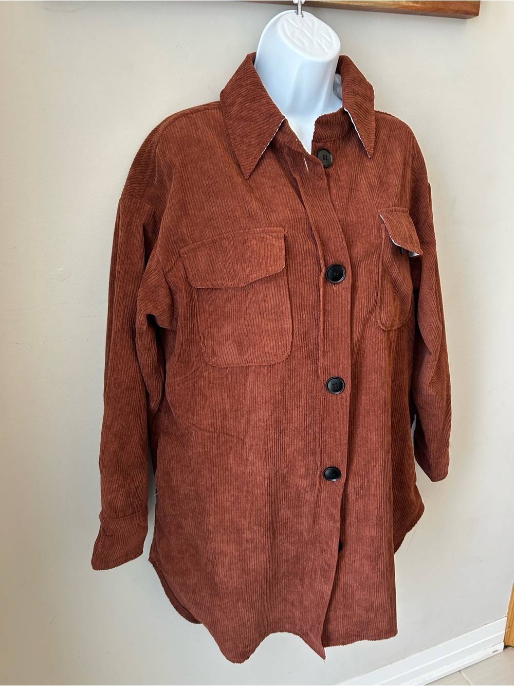 Copper Corduroy Shacket - Coastal Grandma Oversized Dark Academia - Picture 6 of 15